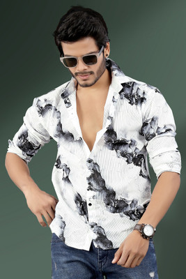 Marmic Fab Men Striped Casual Black, White Shirt
