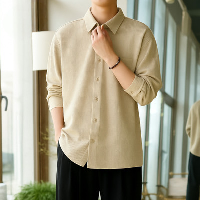 IttyBitty Men Solid Casual Beige Shirt