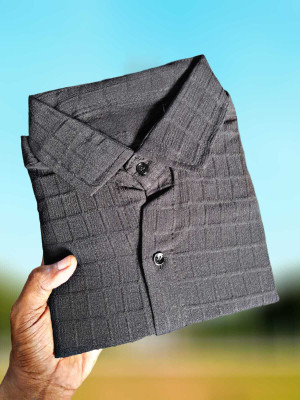 Maiverik Fashion Men Solid, Self Design Casual Black Shirt