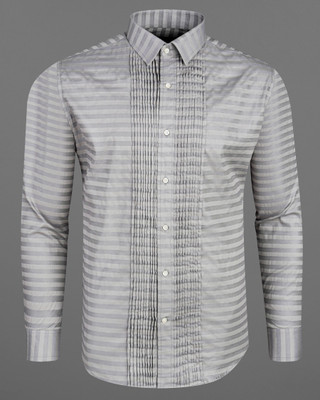 french crown Men Striped Casual Grey Shirt