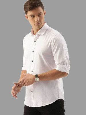 Eluyana Fashion Men Solid Formal White Shirt