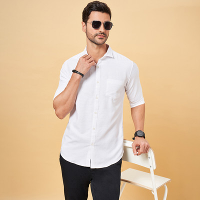 Byford by Pantaloons Men Solid Casual White Shirt