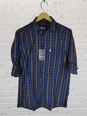Arthz Fab Trend Men Checkered Casual Dark Blue, Yellow Shirt