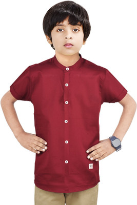 MOHINI CREATION Boys Solid Casual Maroon Shirt