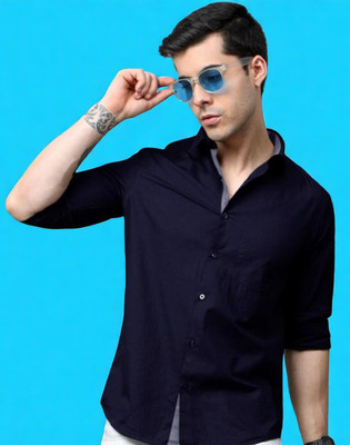 LAXMI TRENDING Men Solid Casual Blue Shirt