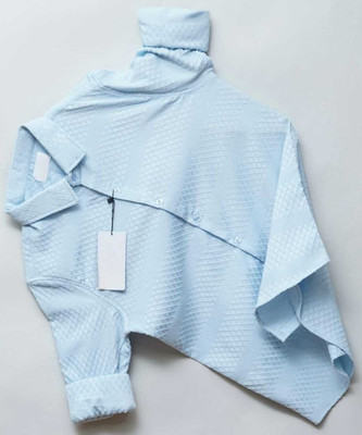 SHUBHFLAX Men Self Design Formal Light Blue Shirt