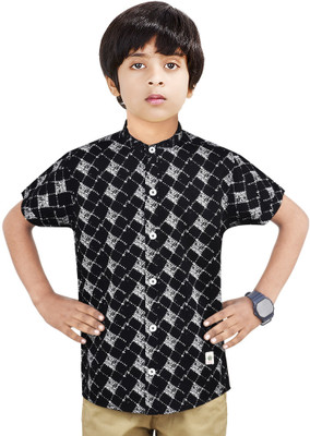 MOHINI CREATION Boys Printed Casual Black Shirt
