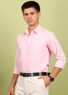 encore by INVICTUS Men Solid Formal Pink Shirt