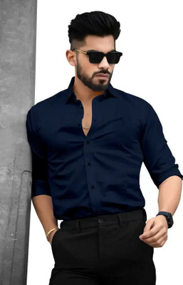 StellLIFEsTYLE Men Solid Casual Blue Shirt