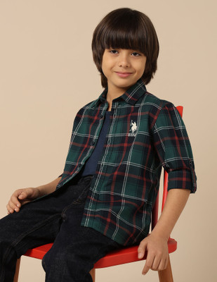 U.S. POLO ASSN. Boys Checkered Casual Multicolor Shirt