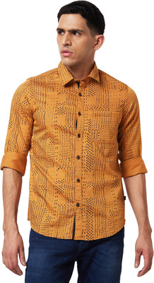 Spykar Men Printed Casual Yellow Shirt