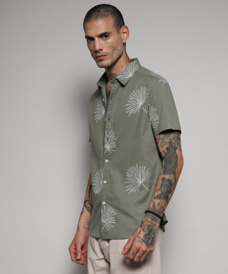 CAMPUS SUTRA Men Printed Casual Green Shirt