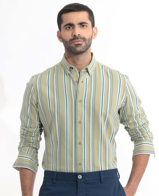 RARE RABBIT Men Striped Casual Green Shirt