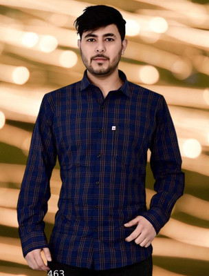 VK WINTER WEAR Men Checkered Casual Blue, Brown Shirt