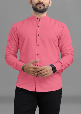 RAHUL LOOK Men Solid Casual Pink Shirt
