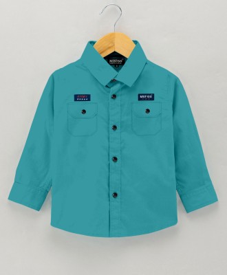 MBF66 Boys Self Design Casual Light Green Shirt