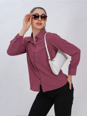 clobug Women Solid Casual Pink Shirt