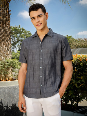 THOMAS SCOTT Men Self Design Casual Grey Shirt
