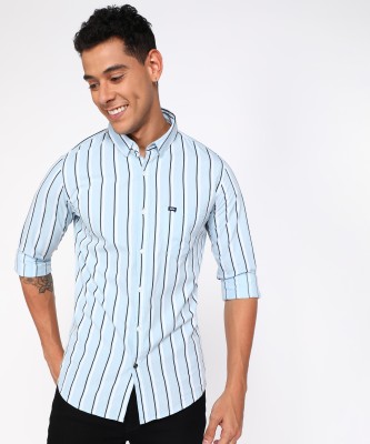 Spykar Men Striped Casual Blue Shirt