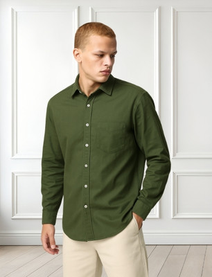 Nextfit Men Solid Casual Green Shirt