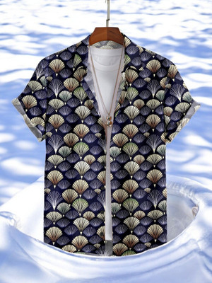 GCFAB Men Printed Casual Dark Blue Shirt