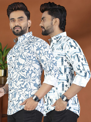 ADWYN PETER Men Printed Casual Multicolor Shirt(Pack of 2)