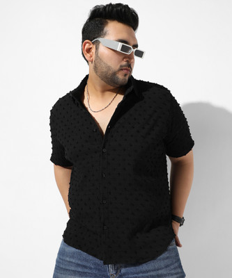 Instafab Plus Men Solid Casual Black Shirt