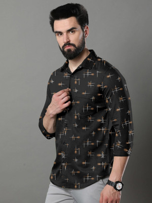 SHLOK TREND Men Solid Casual Black Shirt