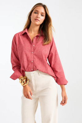 Teesget Women Solid Casual Red Shirt