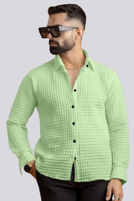 Marmic Fab Men Self Design Casual Green Shirt