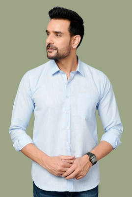 RENOUX Men Solid Formal Light Blue Shirt