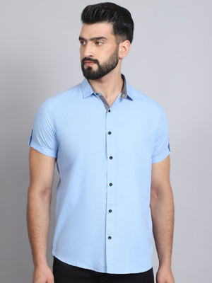 METRONAUT Men Solid Casual Light Blue Shirt