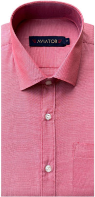 Aviators Men Solid Formal Pink Shirt