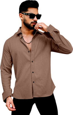IKON FASHION Men Solid Casual Brown Shirt
