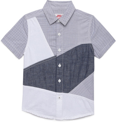 Under Fourteen Only Boys Color Block Casual Grey Shirt