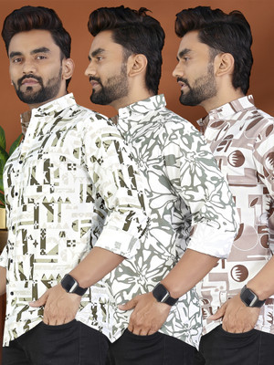 METRONAUT Men Printed Casual Multicolor Shirt(Pack of 3)