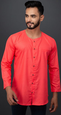 FURBO Men Solid Casual Pink Shirt