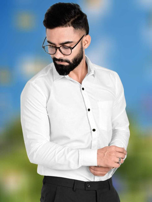 Shlvna Fashion Men Solid Formal White Shirt