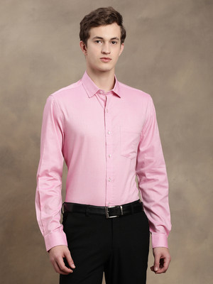 TURTLE Men Solid Formal Pink Shirt