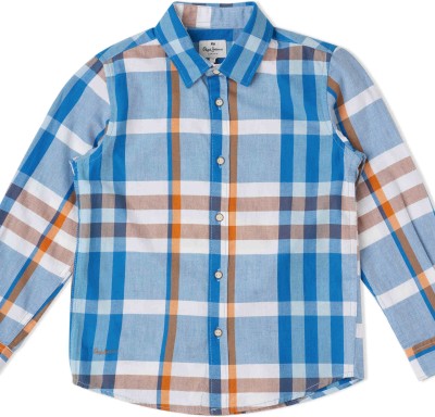 Pepe Jeans Boys Checkered Casual Blue Shirt