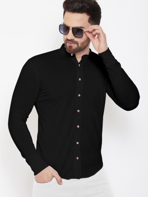 GESPO Men Solid Casual Black Shirt