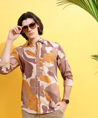 HIGHLANDER Men Printed Casual Brown Shirt