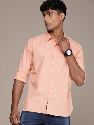 WROGN Men Printed Casual Orange Shirt