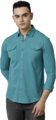 VOI JEANS Men Solid Casual Dark Green Shirt