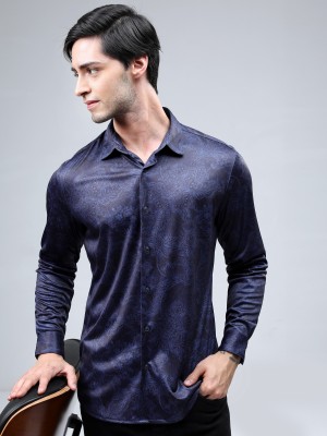 HIGHLANDER Men Printed Casual Dark Blue Shirt