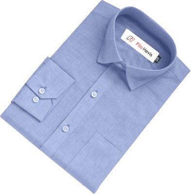 Filohevis Men Self Design Casual Light Blue Shirt