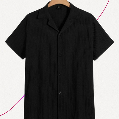 Dharamraj Fashion Men Self Design Casual Black Shirt