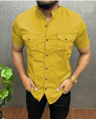 SHIRTZONE Men Solid Casual Yellow Shirt