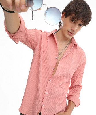 CAMPUS SUTRA Men Dyed/Ombre Casual Pink Shirt