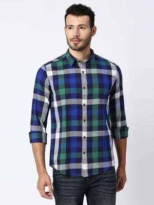 Pepe Jeans Men Checkered Casual Blue Shirt